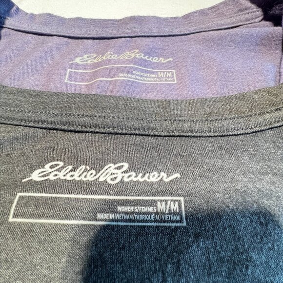 Eddie Bauer 2-Pack Long-Sleeve V-Neck T-Shirts - Mauve & Grey (Women's M/M) - Picture 4 of 11